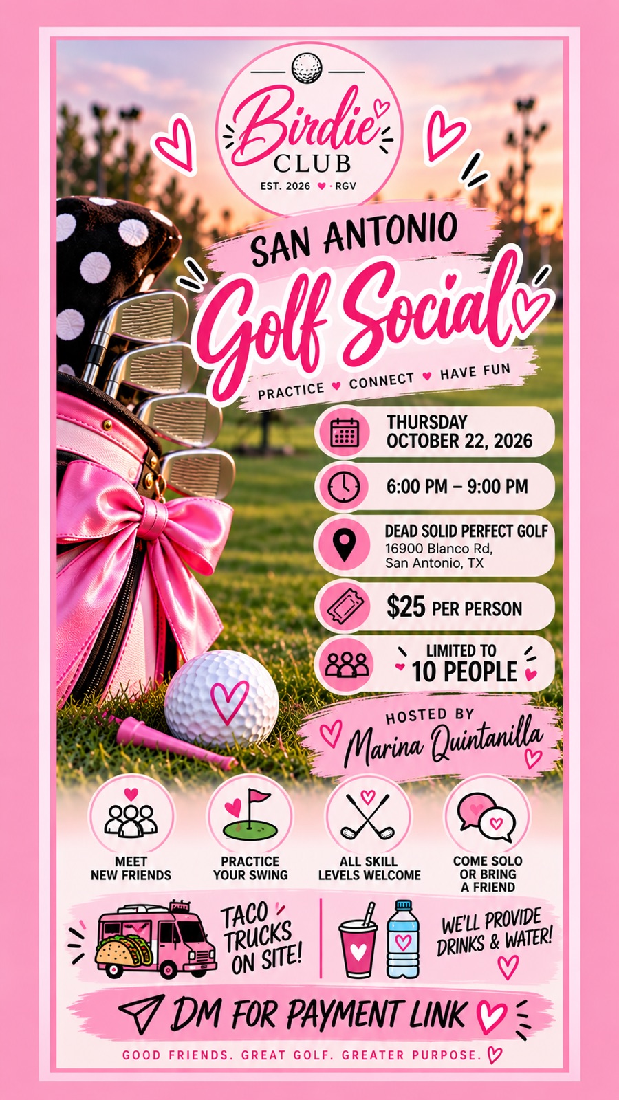 ⛳️💗 SAN ANTONIO LADIES, LET’S GOLF! 🎀 Marina is hosting!…